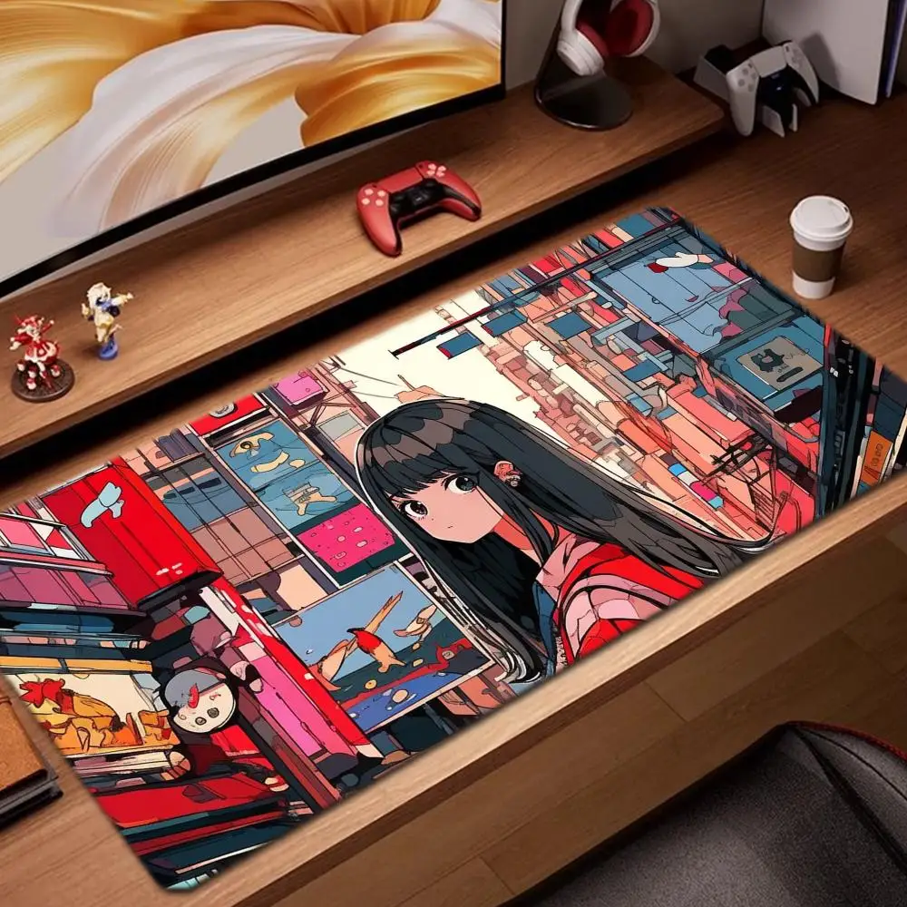 

anime girls Mouse Pad Game Accessories keyboard pad XXL large locking edge 900X400 mm table mat Gaming mousepad