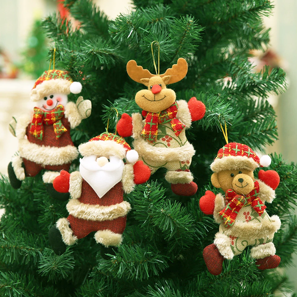 

Christmas Tree Cloth Dolls Pendants Home Decoration New Year Xmas Snowman Santa Claus Elk Plush Doll Ornaments Decor Kids Gifts