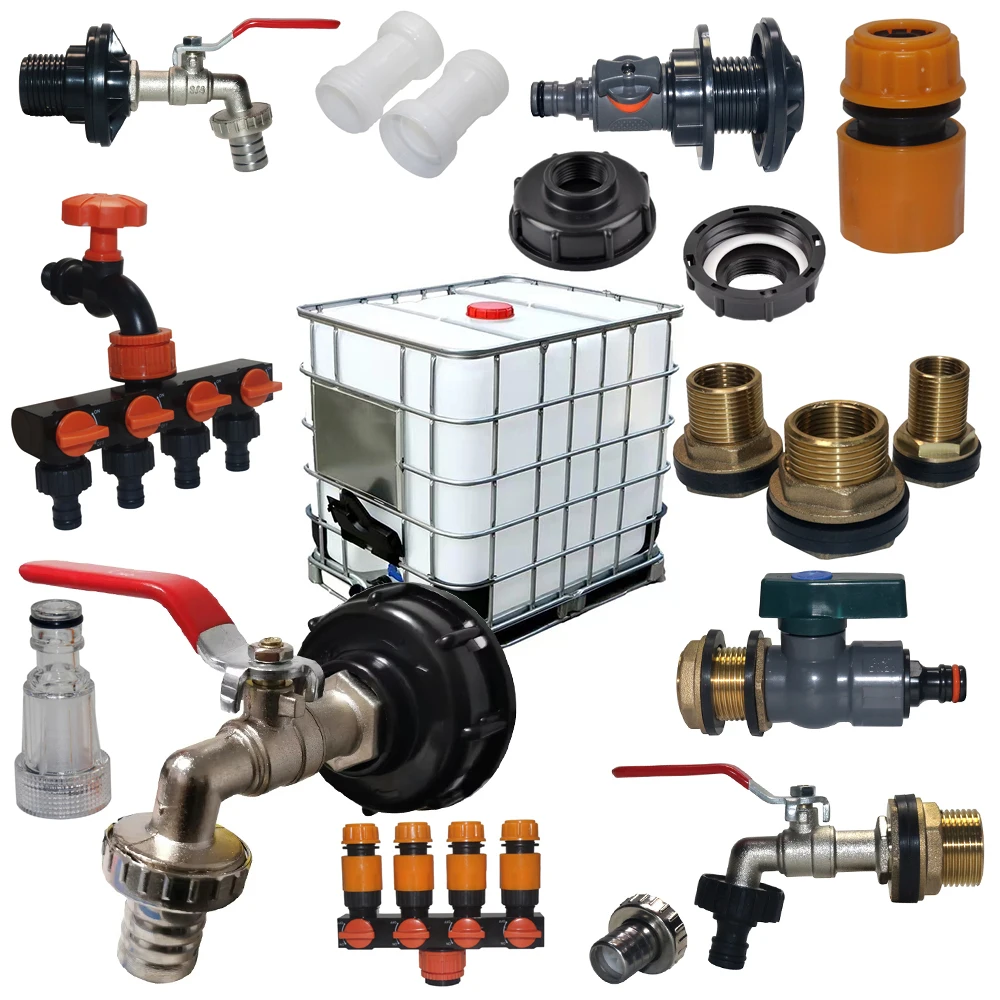 Double nipple faucet RV Accessories IBC S60 * 6 3/4 1/2 G1 Bucket Water Tap Adapter Garden Irrigation Tap Set