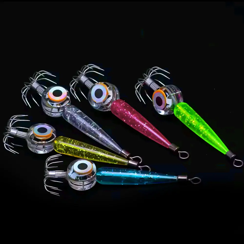 

1 шт. светящийся крючок для кальмара, морская рыбалка, крючок для осьминога, светодиодная вспышка, светильник для подводной рыбалки с крючком для зонта, аксессуары для рыбалки