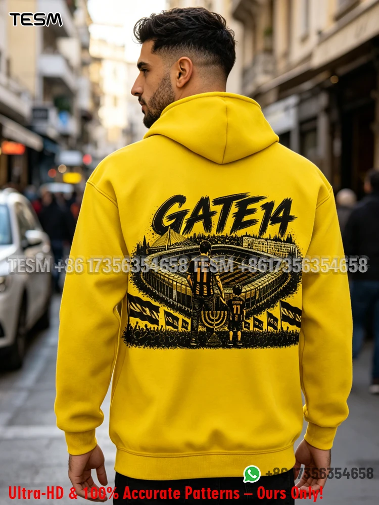 Men Yellow Hoodie Israel Soccer Fan Hoodie Vintage Stadium G