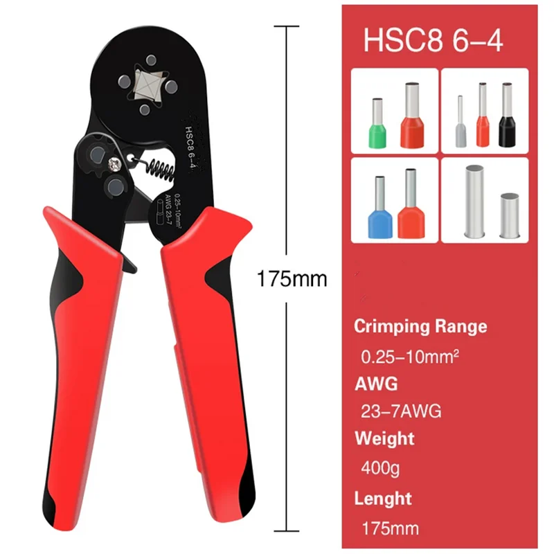 Tubular Terminal Crimping Pliers HSC8 6-4A Crimper Wire Mini Ferrule Crimper Tools Household Electrical Kit With Box