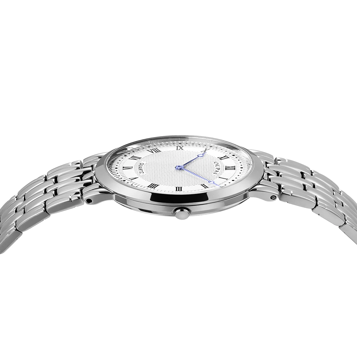 Мужские часы Oupai, серебристые, круглые, тонкие, толщиной 7 мм, циферблат, ремешок из нержавеющей стали, кварцевый механизм, повседневная классика