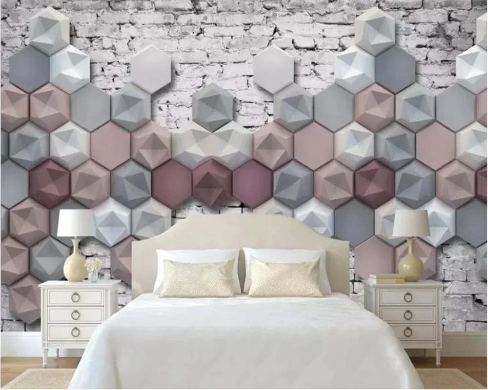 

Custom wallpaper fashion 3d photo murals retro retro cement wall hexagonal mural background wall Living room bedroom wallpaper