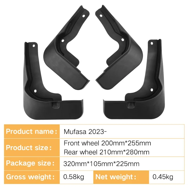 Mud Flaps For Hyundai Mufasa 2023-2024 SUV Front Rear Splash Guards Mudguards Wheel Fender Protector Car Exterior Accessories