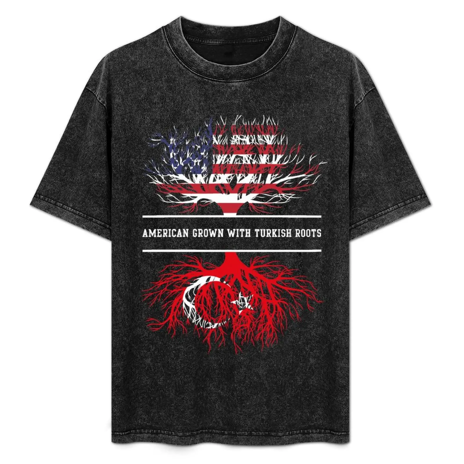

American Grown With Turkish Roots Turkey T-Shirt Casual Street Style Short Sleeve Tee