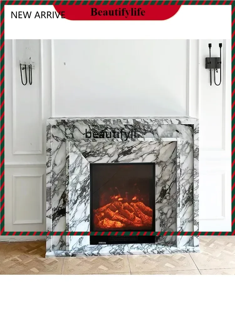

KK32 Marble fireplace French large white stone living room entrance decorative cabinet American simple fireplacen home decor