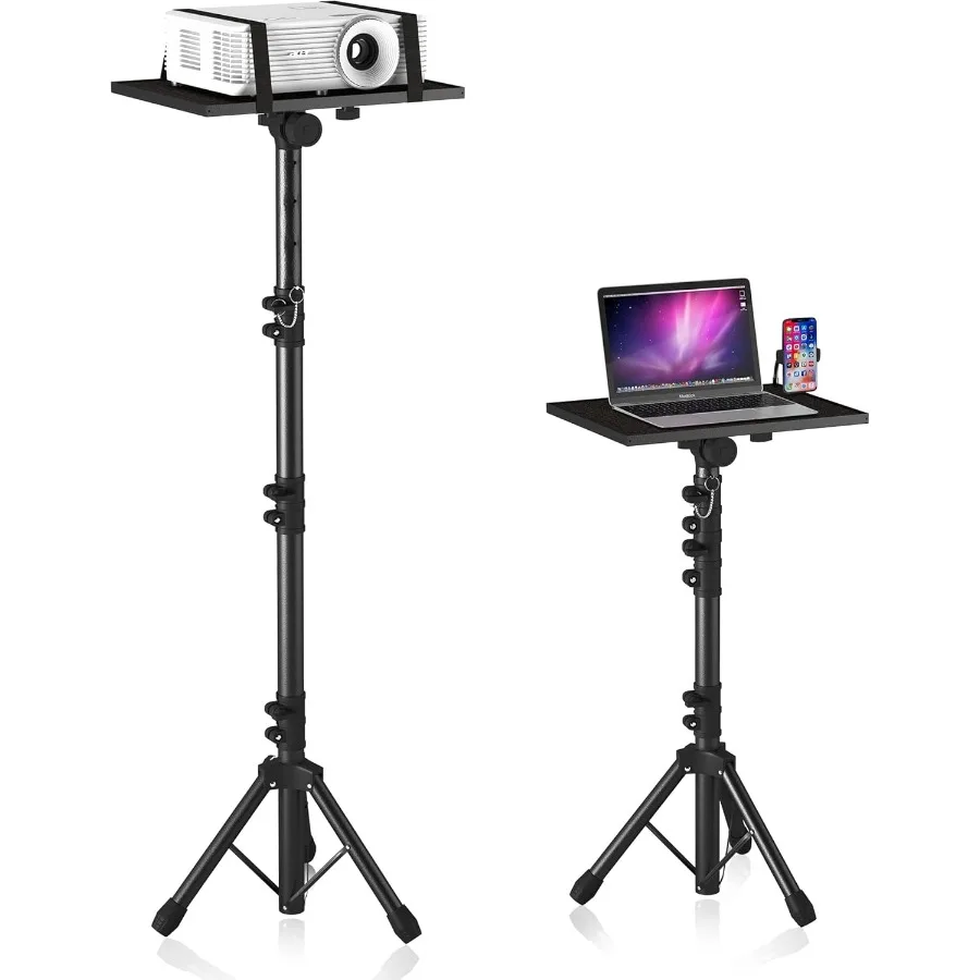

Projector Stand Tripod Laptop Tripod Stand Adjustable Height from 23.5 to 63.5 inches with Gooseneck Phone Holder Laptop Floor