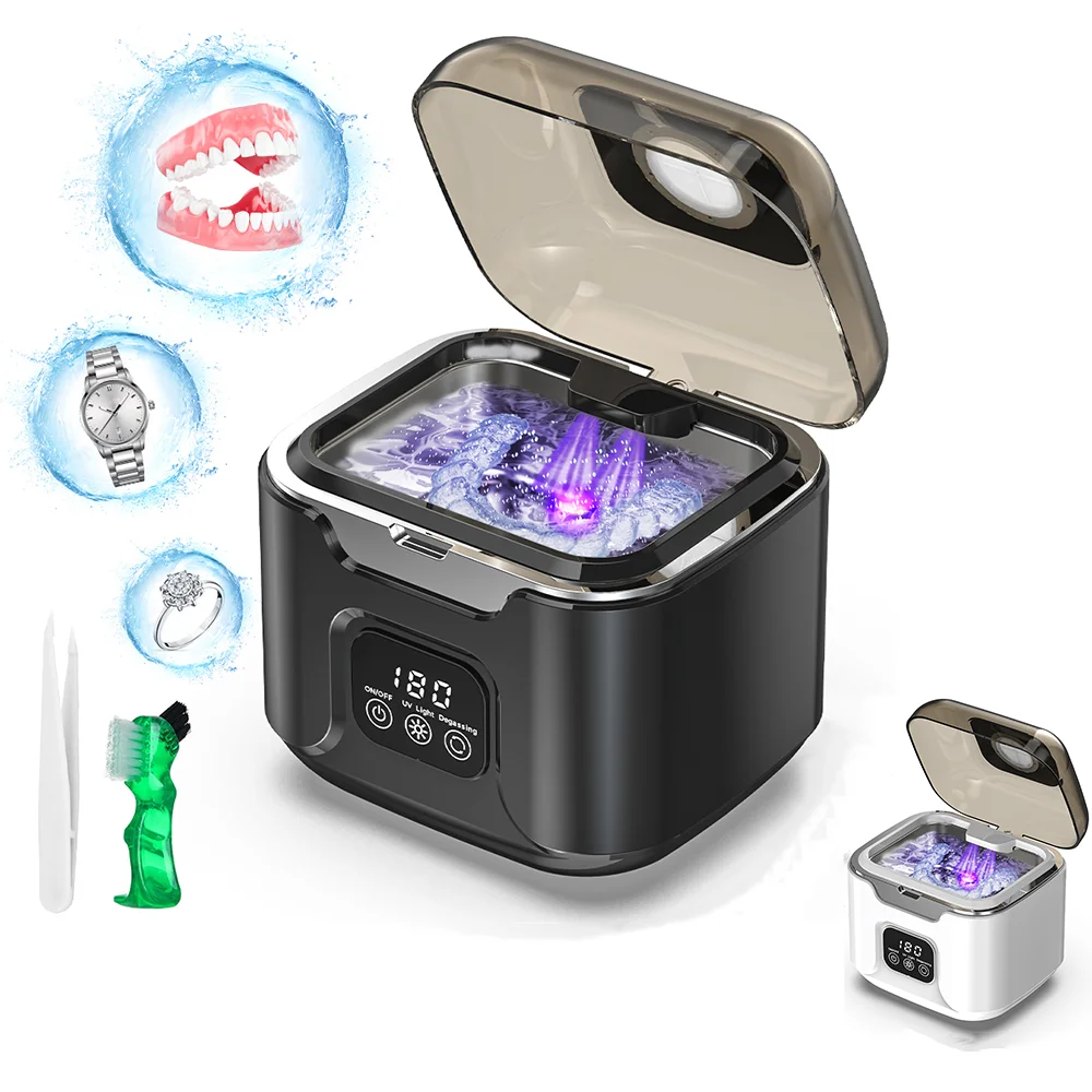 

Ultrasonic Retainer Cleaner Machine with UV Light 48kHz Dental Retainer Cleaning for Denture Aligner Jewelry Makeup Tools