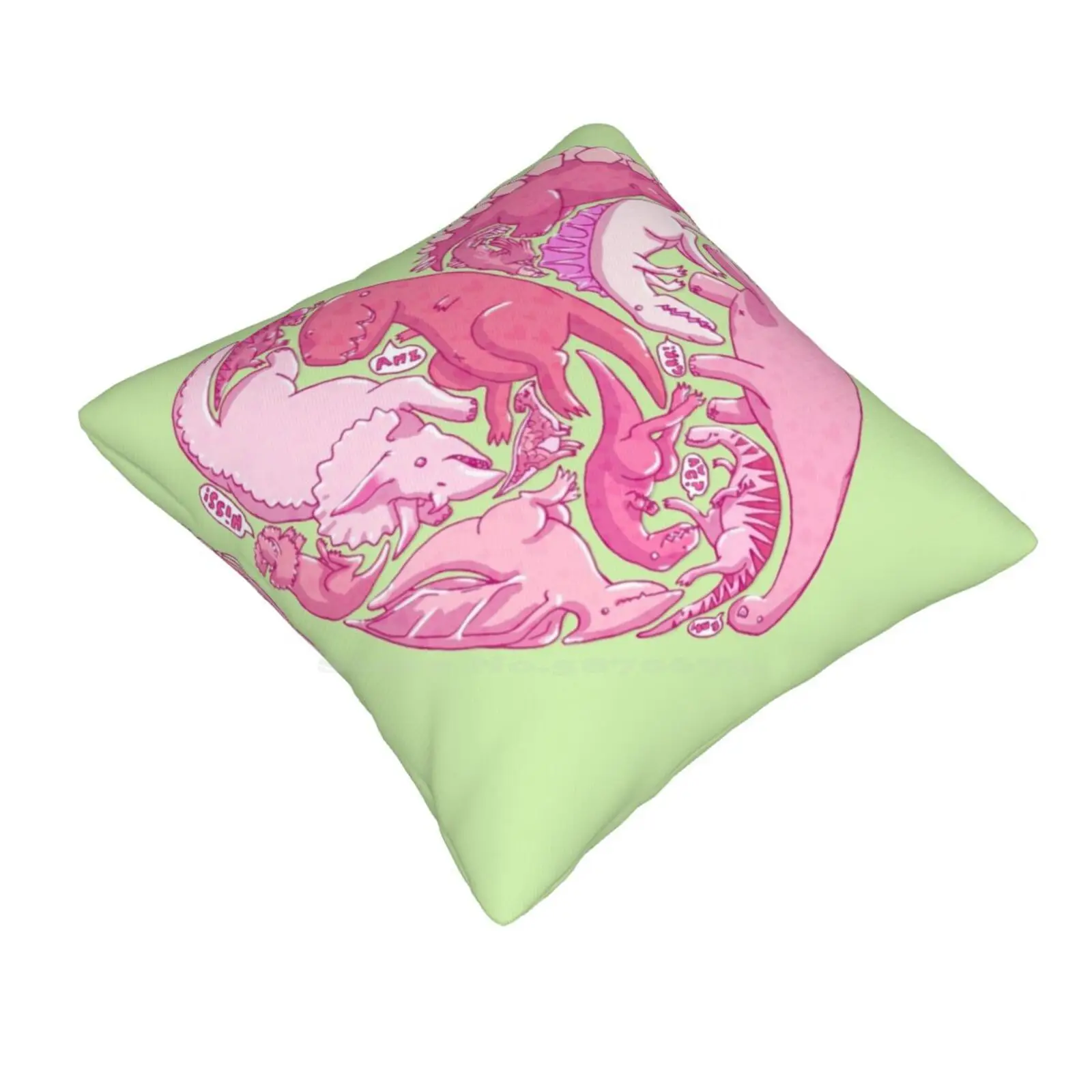 Loveasaurus Home Sofa Car Cushion Cover Pillowcase Dinosaur Love Heart Sweet Kawaii Cute Shiny Happy Roar T Rex Baby Pink