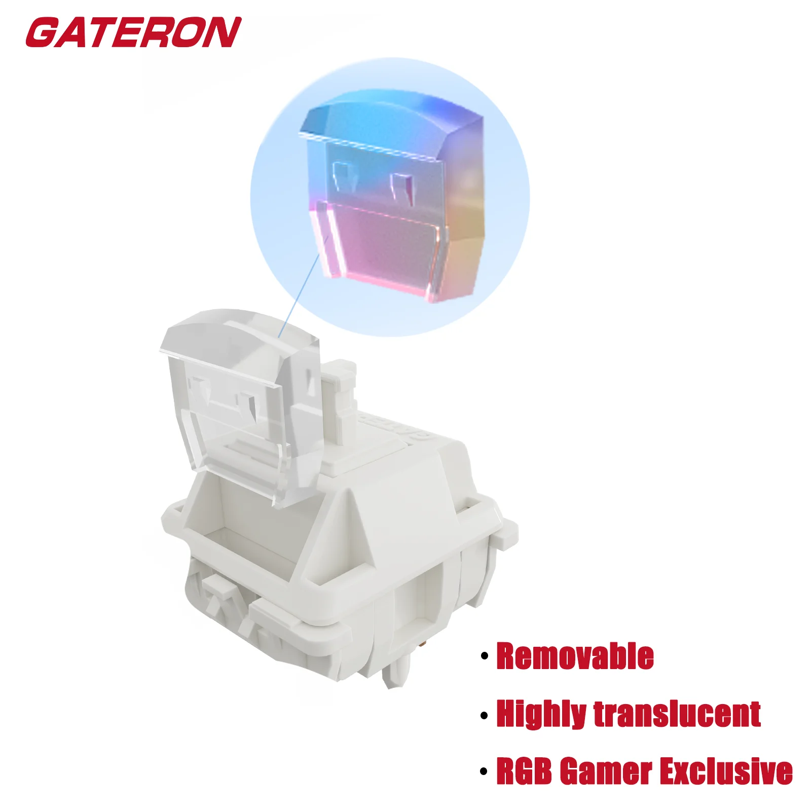 GATERON Smoothie White Switches for MX Mechanical Keyboard, 5-Pin/40gf/Linear/Dual-Stage Spring/Pre-lubed/RGB LED Switches