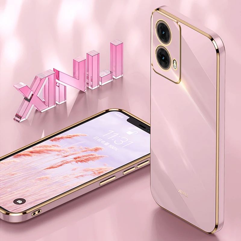 

Colorfast Plating Silicone Phone Case for Motorola Moto G85 S50 Neo 5G Soft Shell Lens Protection Straight Edge Back Cover Funda