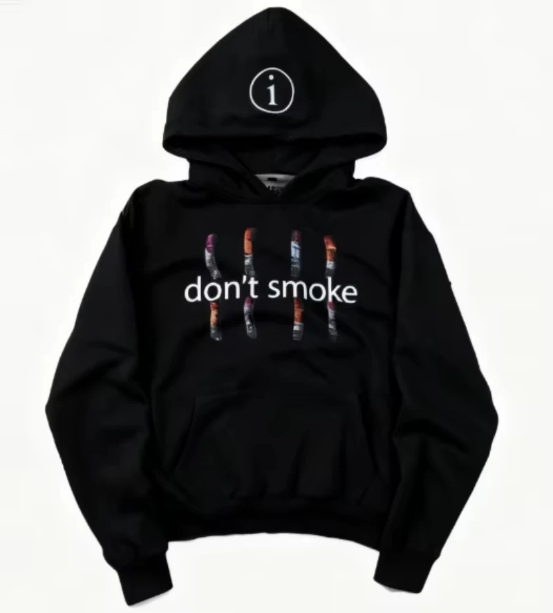 Y2K حملة هوديي ريترو الدخان طباعة البلوز الرجال النساء جديد عصري خمر الكلاسيكية الهيب هوب رمادي الشارع الشهير للجنسين معطف فضفاض #1