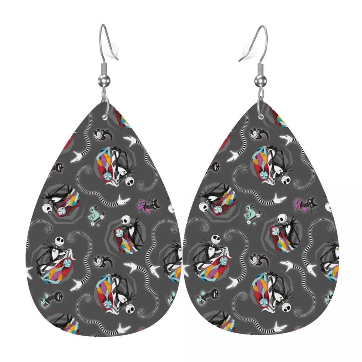 Custom Jack Skellington Dangle Drop Earrings Leather Earrings for Women Fashion Nightmare Before Christmas For Party