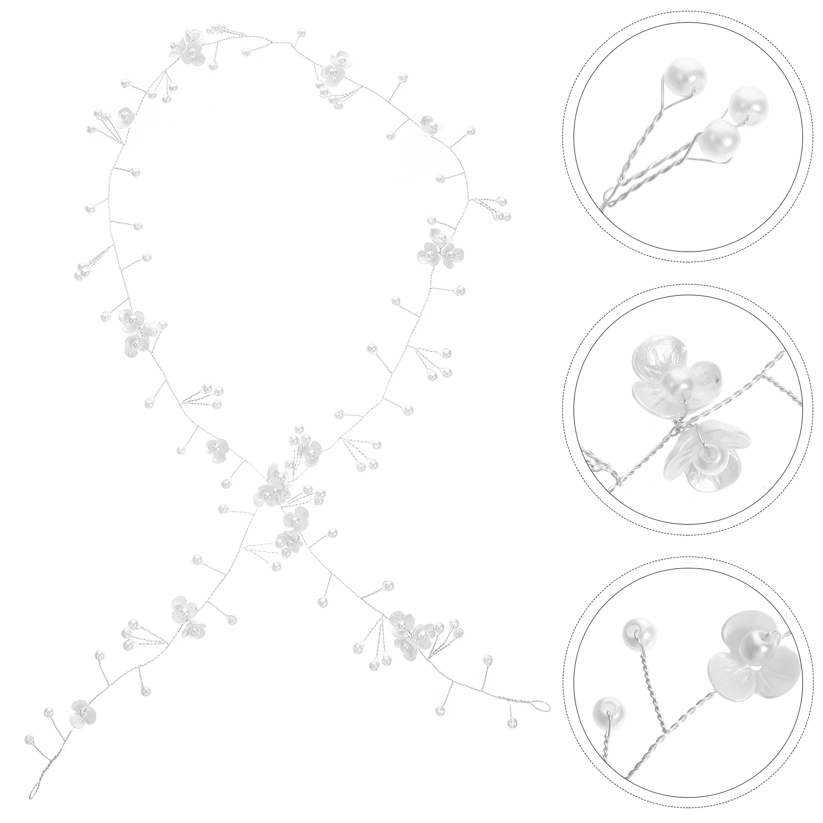 

Elegant Bridal Headband Pearl Flower Design Wedding Hair Accessory Rhinestone Decorative Headpiece For Party Woman Headdress
