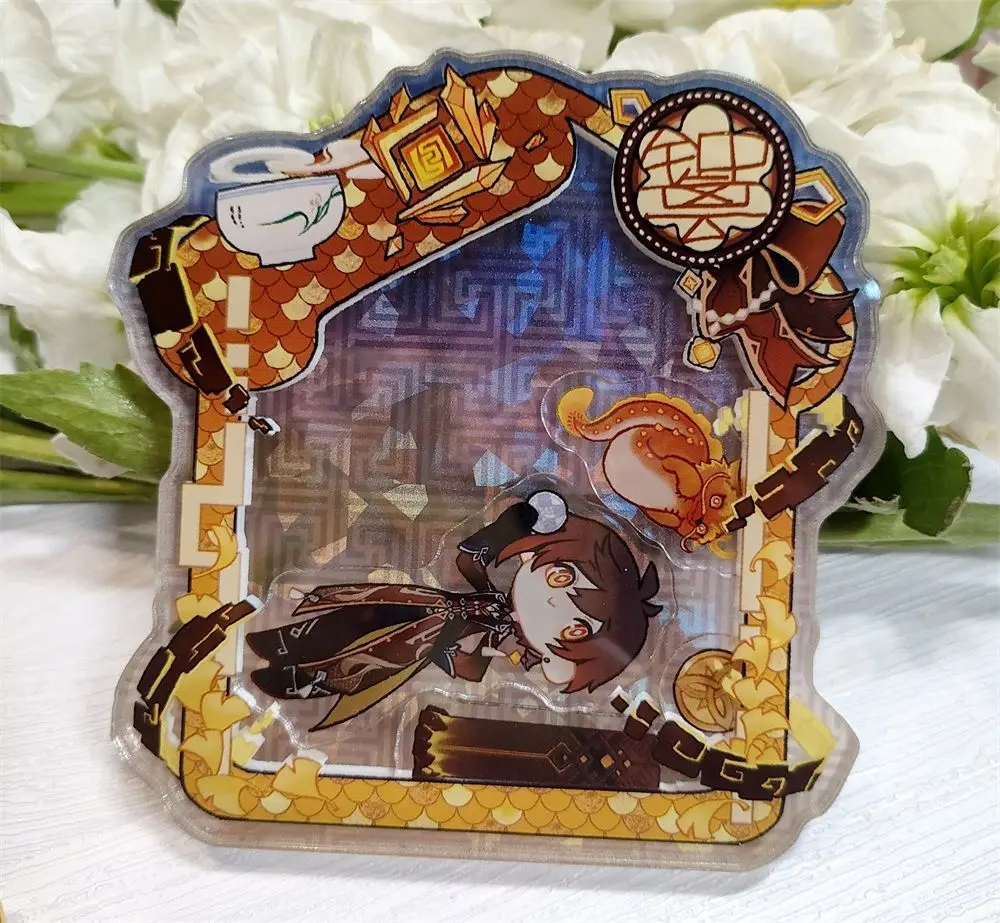 Zhongli أنيمي المفاتيح النساء هزة مقاتلة Furina سلسلة مفاتيح مصنوعة من الأكريليك رجل شياو مفتاح قلادة عصابة اكسسوارات صديق هدية Yuanshen #3