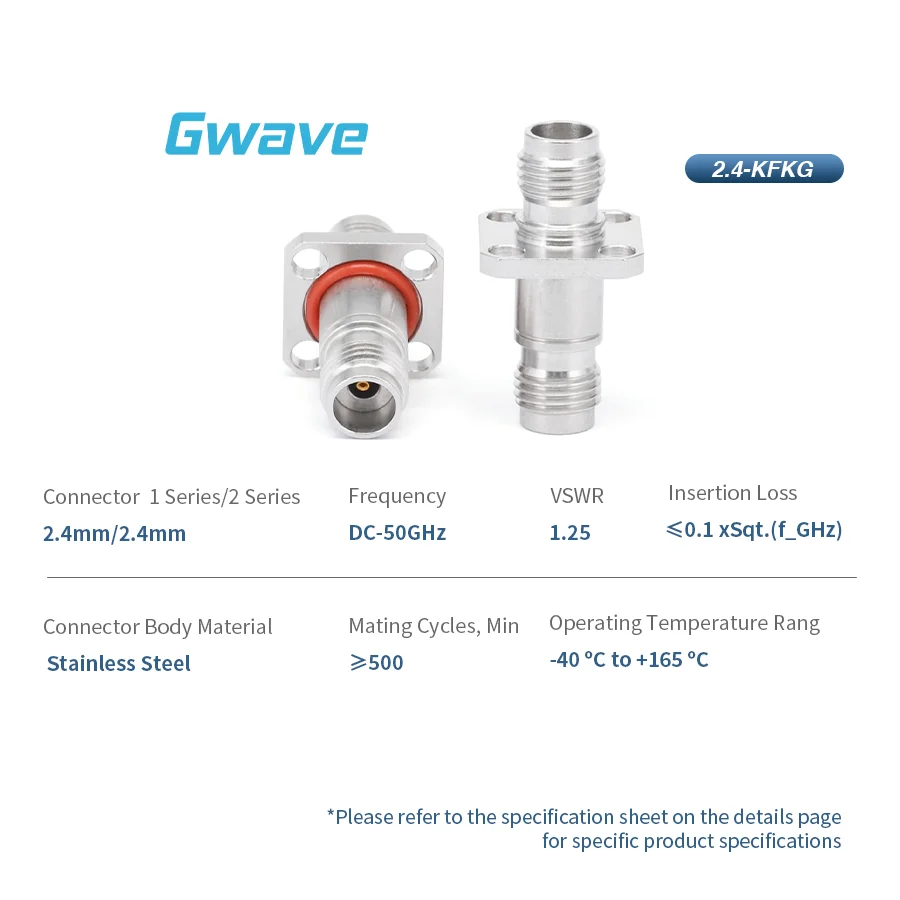 High Frequency Millimeter Wave 2.4mm Female to 2.4mm Female Adapter with 4 Hole Flange Stainless Steel DC-50GHz RF Adapters