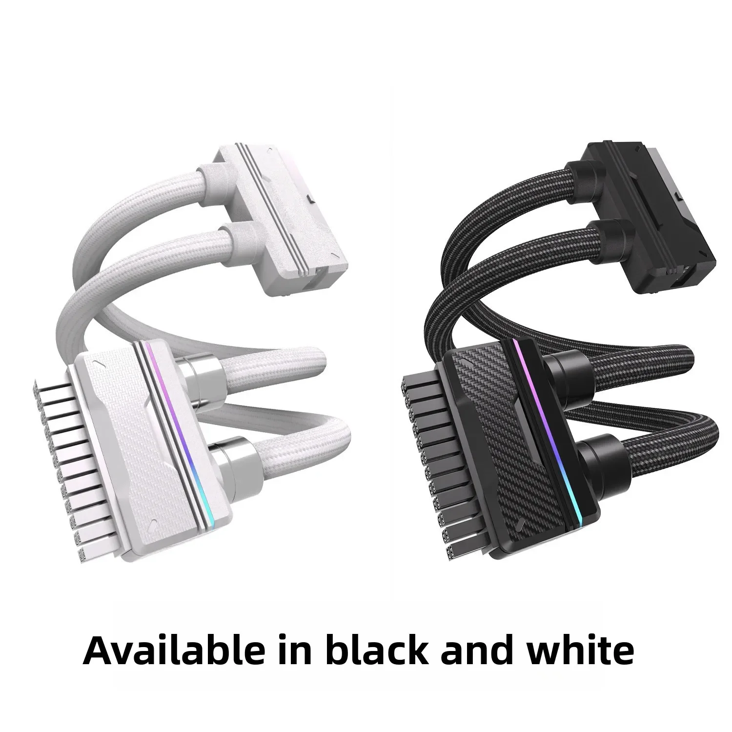 Full Modular Continuous 24PIN 90 Degree Elbow Cable, ARGB Lighting Sync Extension Cord for Desktop PC DIY Build