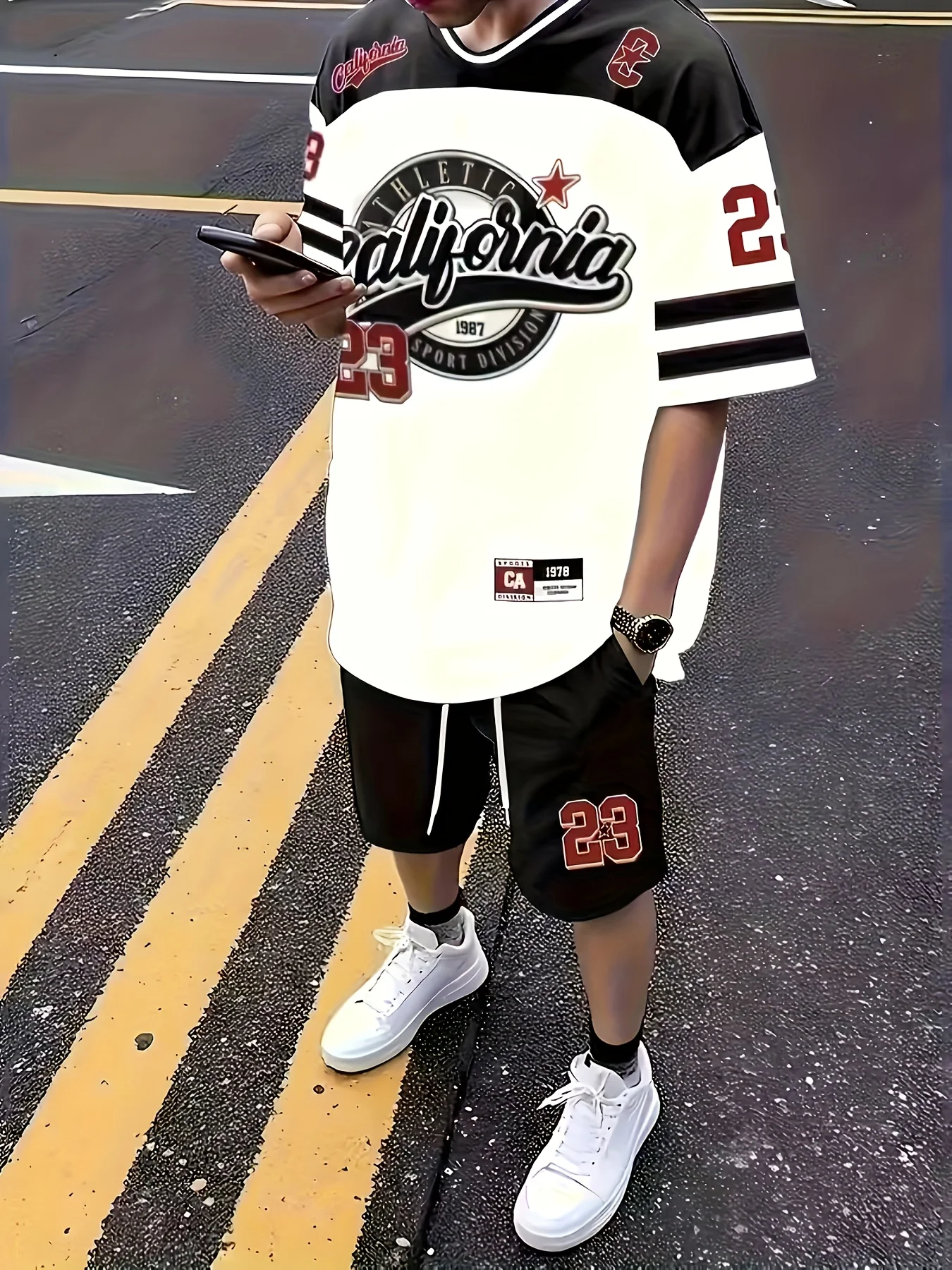 

2026 Summer New Men's Short-Sleeved Set with 3D Trendy Letter Print for Casual and Street Style Comfortable and Soft