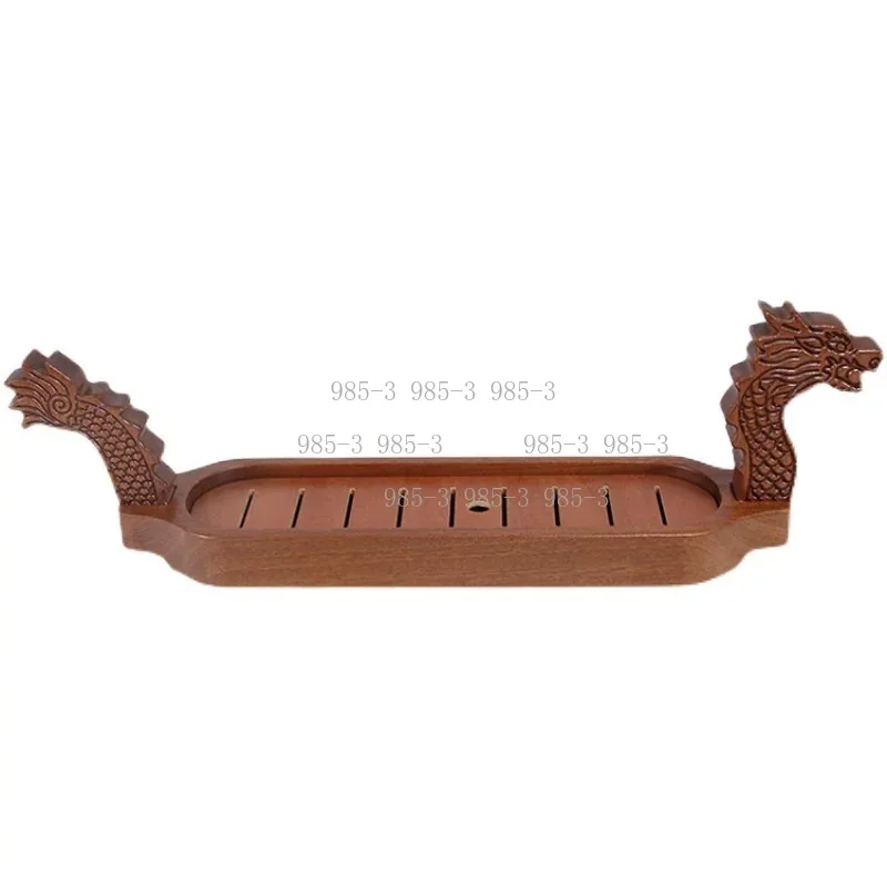 Wooden Dragon Boat Serving Tray, Dry Ice Seafood Platter for Sushi Bento Onigiri Catering