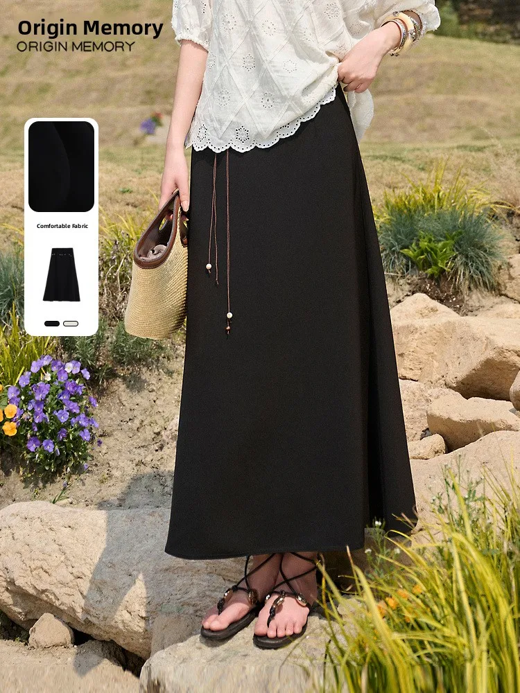 

Модная юбка миди, универсальная, пышная, из смесового полиэстера, со средней талией, А-силуэт, летняя новинка, Memory's Starting Point