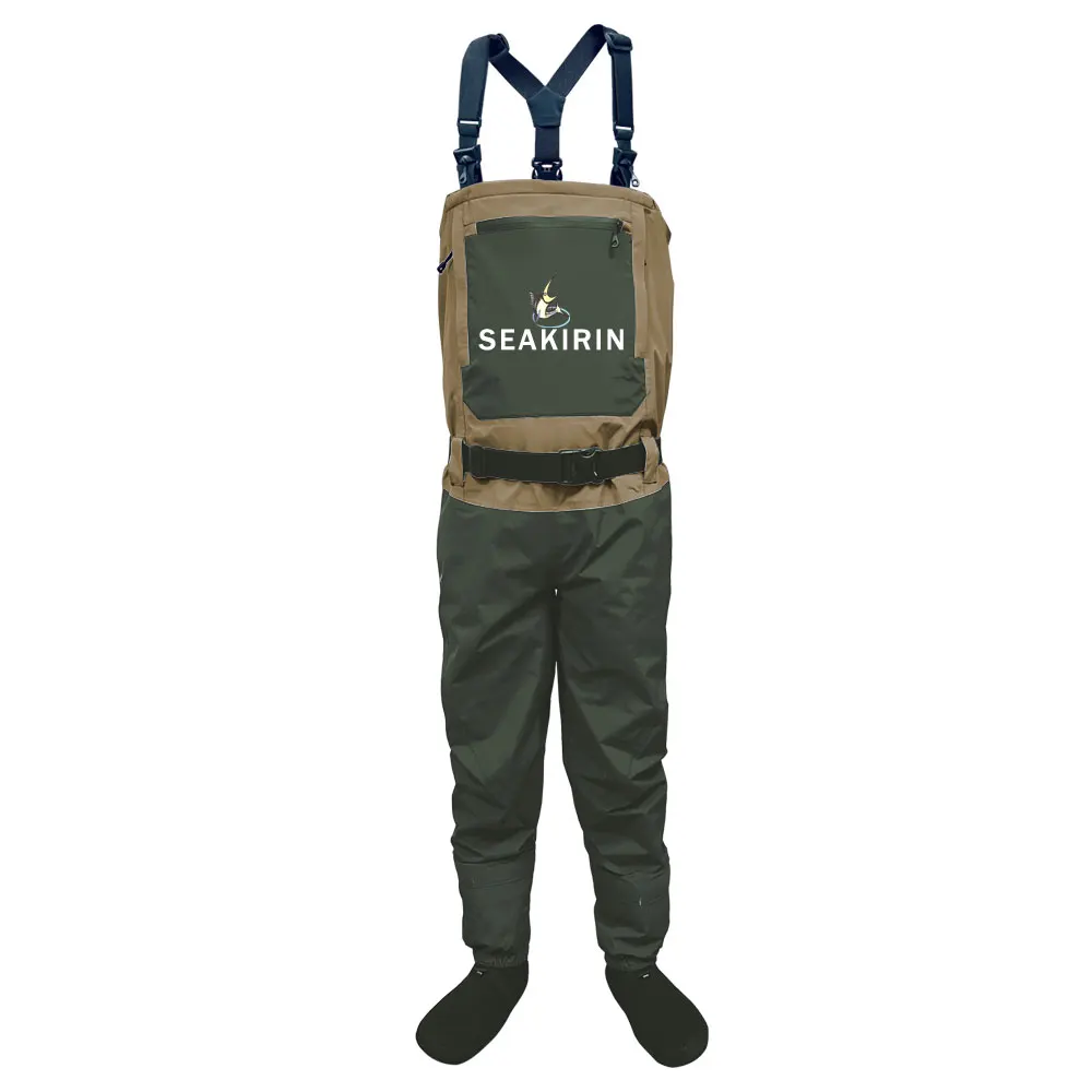 Mens Convertible Wader, Waterproof Breathable Chest Waist Stockingfoot Anglers Wading Pants Clothing for Fly Fishing Hunting