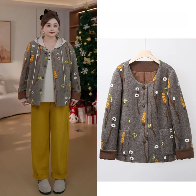 

Pang Jia Jia 2025 Winter Thiened Cotton Lined ort Coat Women's Casual Sle Fur Coat Warmth Polyester Long Sve Zipper