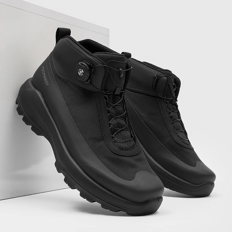 

Classic Autumn Winter New Men High Top Lazy Shoes Soft Sole Lightweight Swivel Buckle Thick Sole Anti Slip Outdoor Walking Shoe