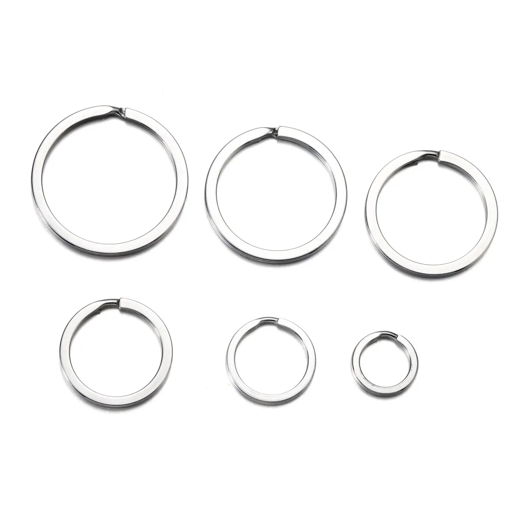 10-20Pcs 15-35mm Edelstahl Schlüssel Ringe Runde Flache Linie Schlüssel Ring Für Schlüssel Ketten schlüssel Ringe DIY Schmuck Machen Zubehör