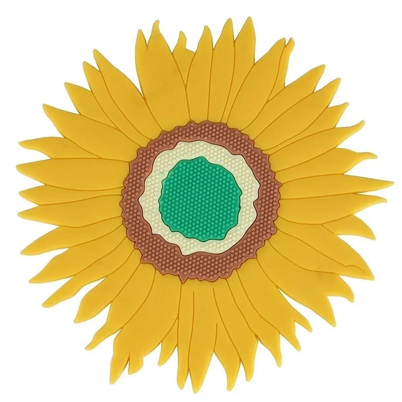 Table Potholder Tea Coaster Soft Rubber Placemat Round Bowl Mat Sunflower Vegetable Mat Bowl Mat Kitchen Accessories