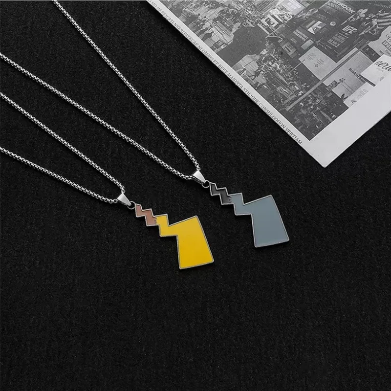 Fashion Pikachu tail pendant stainless steel necklace color block necklace couple hip-hop style street trend lucky gift