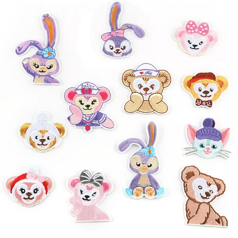 

12Pcs Disney StellaLou Bunny Bear ShellieMay Series Iron on Adhesive Embroidered Patches For Sew DIY Clothes Jeans Applique