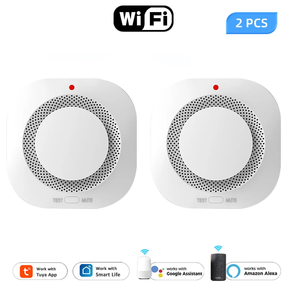 Tuya-Smart Smoke Detector Sensor, Alarme Proteção Contra Incêndio, Home Security System, Smart Life APP Reminder, Wi-Fi