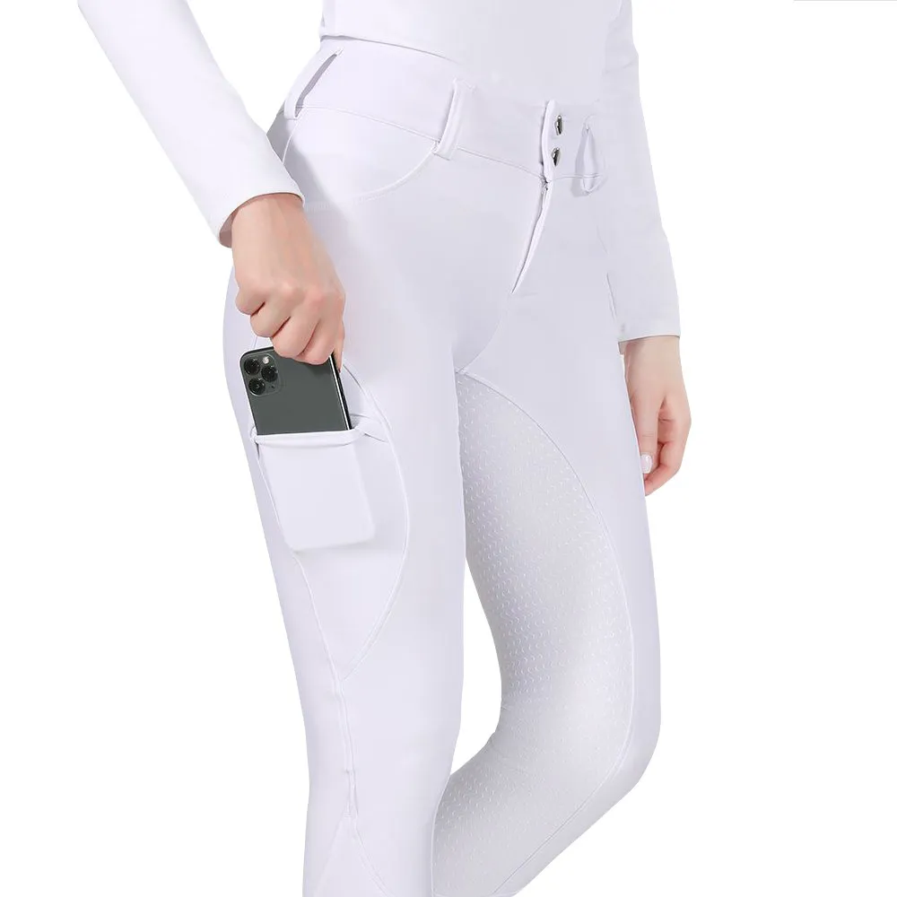 Luxury-lite fabric equestrian pants with full silicone coating, women's riding pants, highly elastic and durable equestrian outf