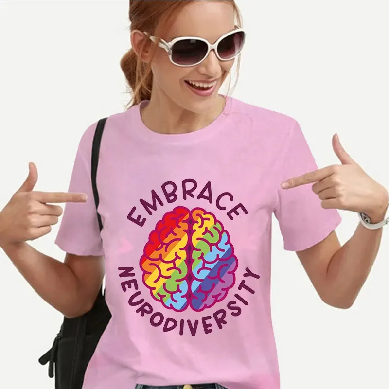 Autism Awareness T-Shirt for Women Summer Short Sleeve Tees Neurodiversity Y2k Graphic Tops Female Clothing Oversized Tshirt