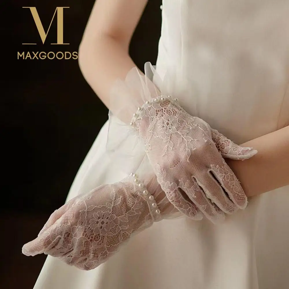 

Универсальные кружевные перчатки в стиле ретро, элегантные прозрачные перчатки с цветочным принтом, тонкие свадебные перчатки для женщин