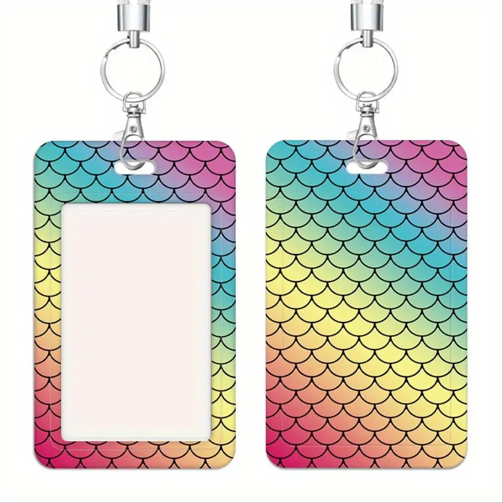 Color Gradient Scales ID Card Holder Plastic Badge Case Holds 2 Cards For Doctor Nurse Student Employee ID Bank Access Card