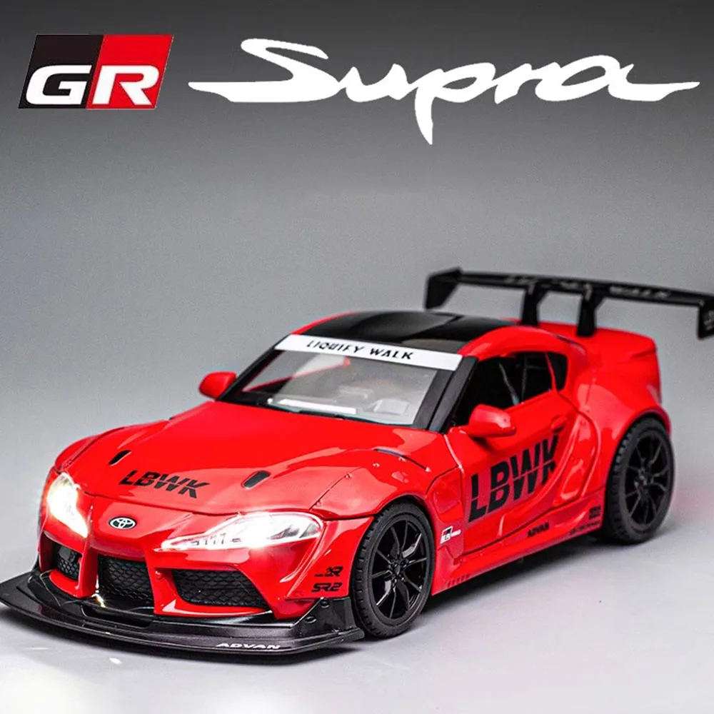 1:22 Scale Supra Car Model Toy Alloy Diecast High Simulation Metal Sound Light Racing Cars Models Kids Boys Gifts Collection