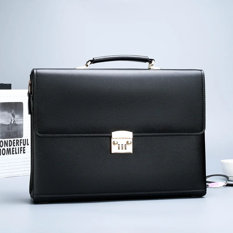 Luxusní kůže briefcases pro muži výkonná moc podnikání úřad notebook 16 palec notebook kabelka bedra čtverec strana crossbody brašna