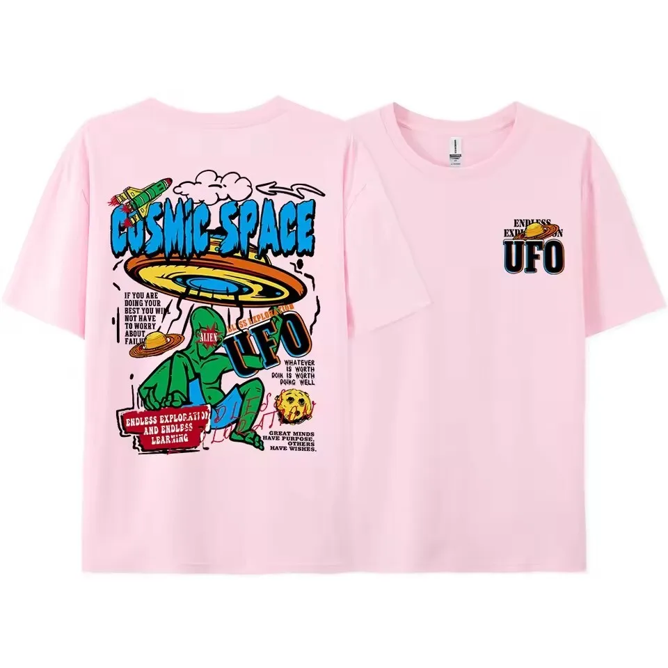 Space Ufo Aliens Shirt Cotton High Quality teen Classic korean clothes University harajuku  women tshirt kawaii anime Grunge