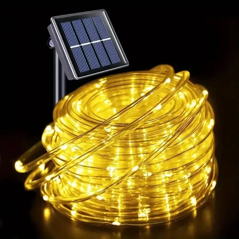 Christmas Party Fairy Lights Solar Powered Waterproof Rope String Outdoor with 8 Modes for Tree Patio Yard Garden Decoration