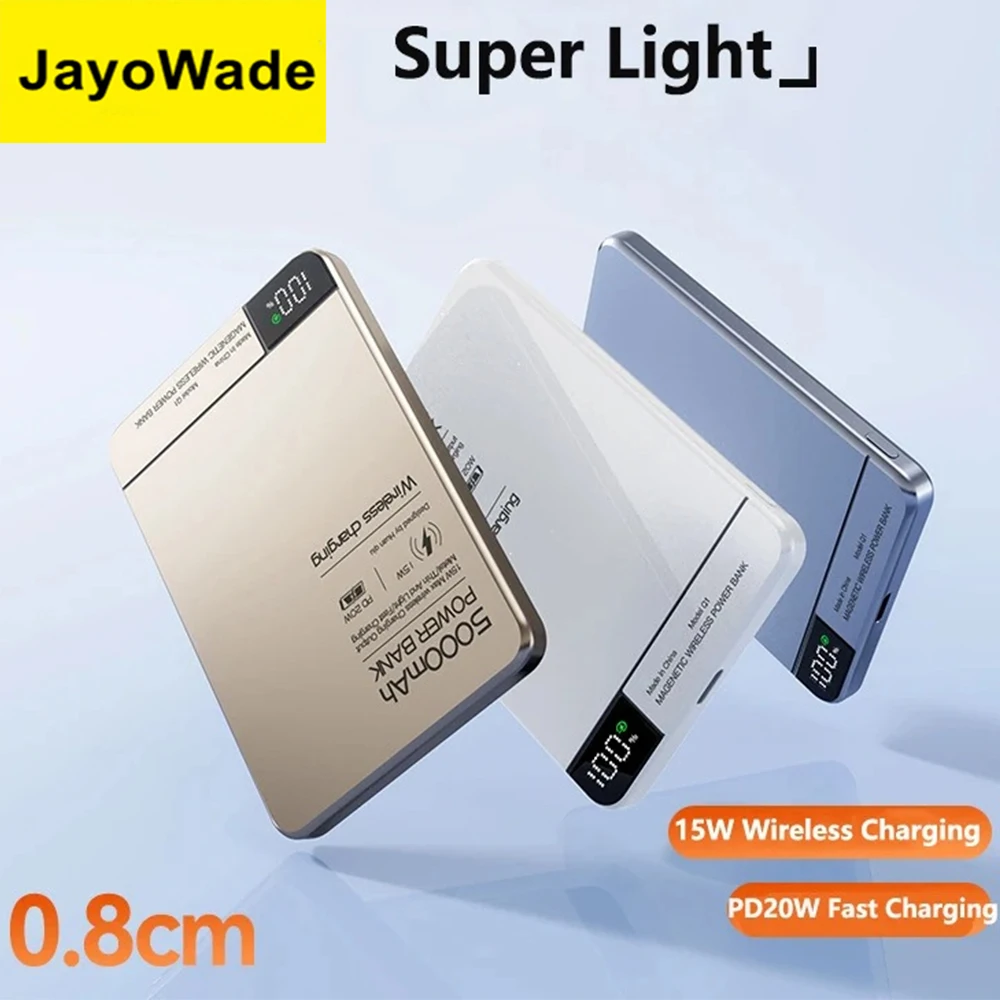 

JayoWade тонкий магнитный внешний аккумулятор 10000 мАч PD 20 Вт портативный беспроводной аккумулятор с быстрой зарядкой для Magsafe для iPhone 16 15 14 13 12
