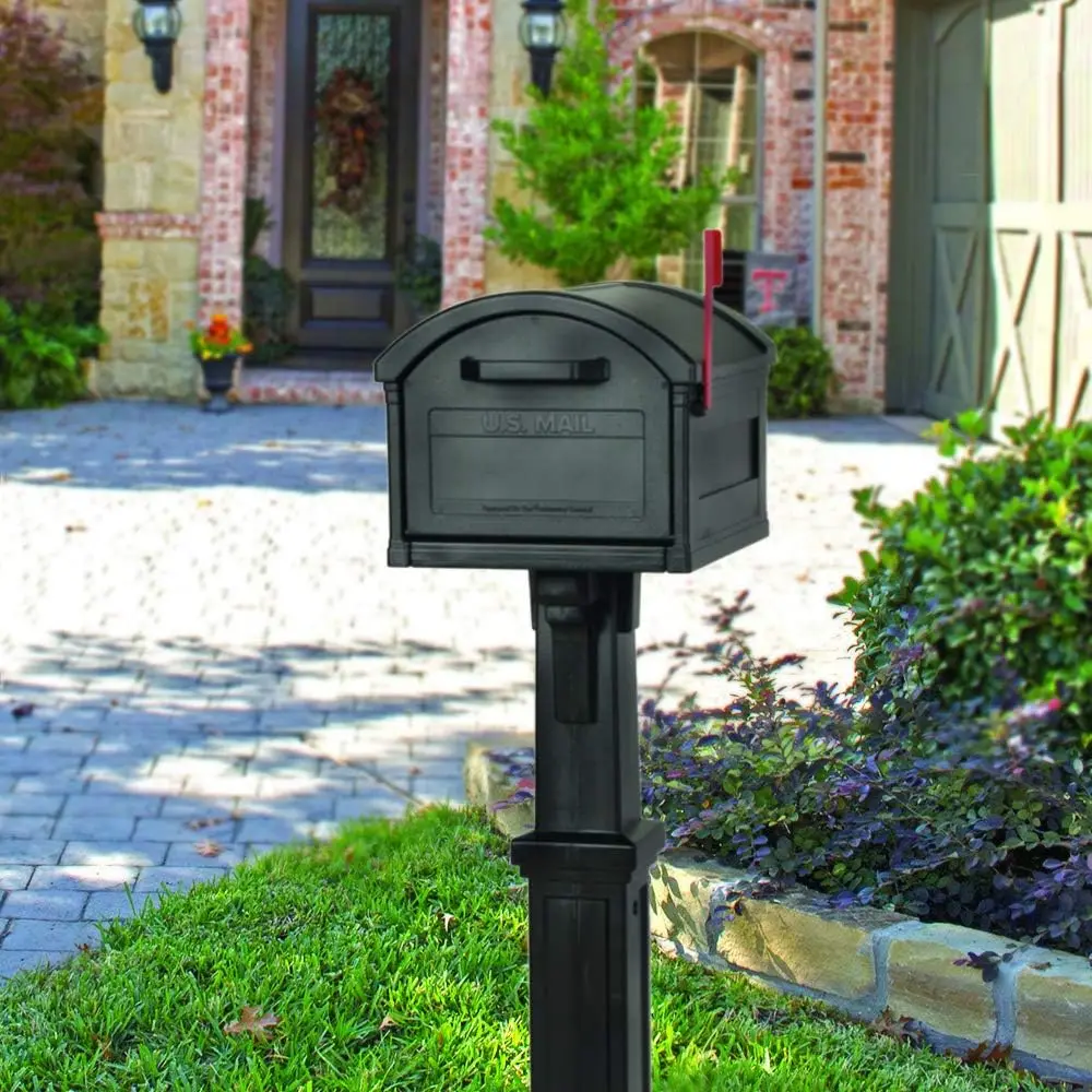 ARCHITECTURAL MAILBOXES Grand Haven Пластиковый почтовый ящик и комплект для крепления на пост, черный, очень большой