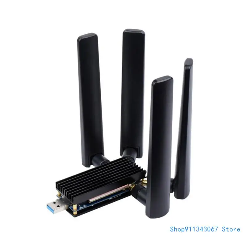 Scheda espansione Dongle USB per Computer RaspberryPi USB 3.1 ad velocità con 4 antenne Dissipatore calore in lega