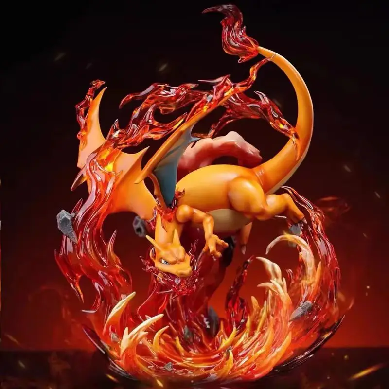 20-センチメートルポケモンアニメリザードンフィギュアアクションかわいい像モデルファイアドラゴンデスクトップ装飾光沢のあるバージョンコレクションモデルおもちゃ