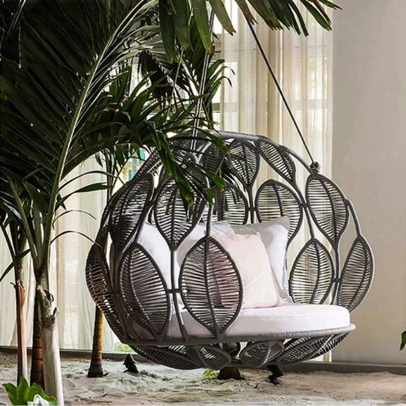 Outdoor leisure swing single double hammock household rope waterproof hammock bird's nest rattan chair