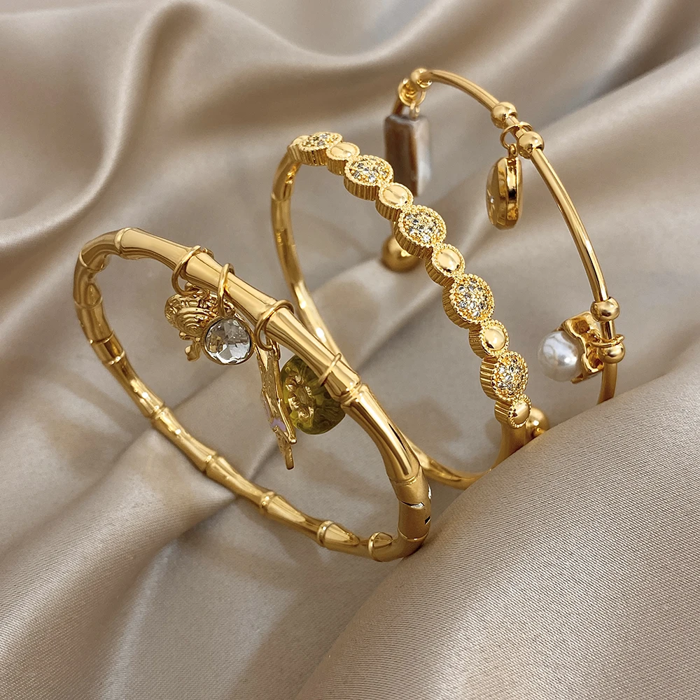 Greatera Shell Piece Bracelet Spherical Rhinestone Large Small Intervals Ocean-style Bamboo-joint Starfish Pendant Cuff Bangle