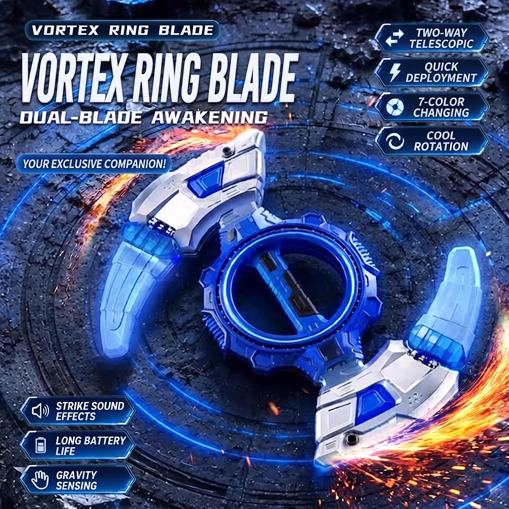 Vortex Ring Blade Toy Dual Blade One-Touch Open Sci-Fi 360 Rotating Play Immersive Experience Cool Plastic Toys