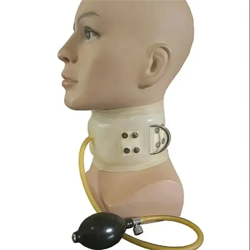 

Sexy Transparent Latex Neck Corset Collar Inflate Plug with Back Zip