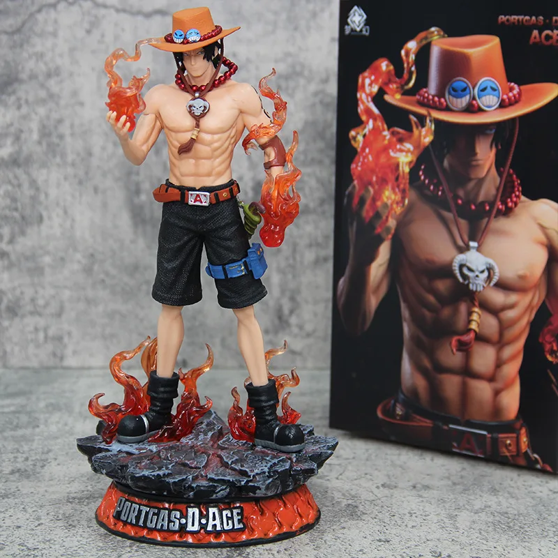 Figura de acción de One Piece Portgas D Ace, estatua de Manga de escena de llama Gk, modelo coleccionable de Pvc, juguetes de regalo, 24,5 cm